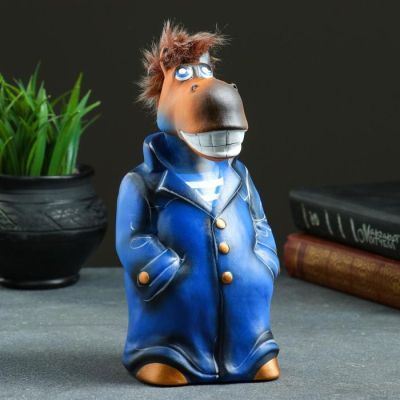 Копилка "Конь в пальто" 22см, синий