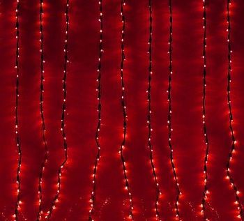 Гирлянда "Дождь" уличная (УМС, Ш:2 м, В:3 м, нить темная, красный)