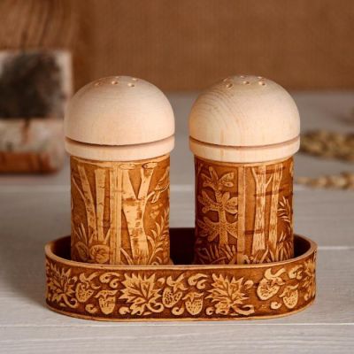 Набор для специй «Природа», микс, 10×5×9 см, береста