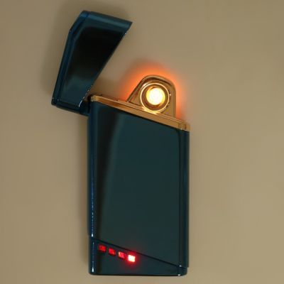 Зажигалка электронная в подарочной коробке, USB, спираль, синяя, 7.5х12 см