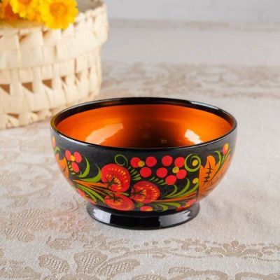 Салатник, средний, 14×6 см, хохлома