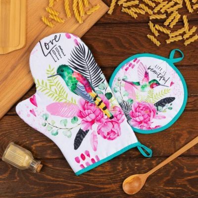 Набор кухонный Love your live варежка-прихватка 20х28см, прихватка 17х17см, 35% х/л,65% п/э