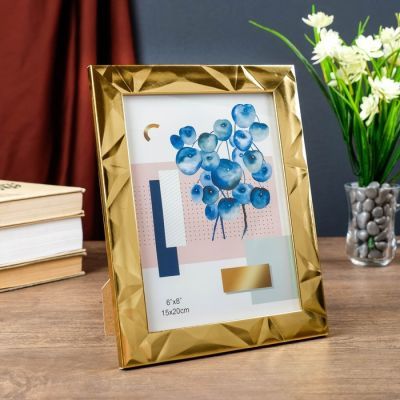 Фоторамка пластик 15х20 см "3D грани на золоте" 24х19х1 см