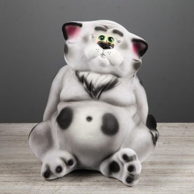 Копилка "Кот Толстопуз", серая, 28 см