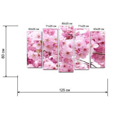 Картина модульная на подрамнике "Нежные цветы" 125*80 см