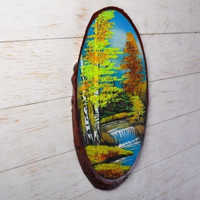 Панно на спиле "Осень", 45 см, каменная крошка, вертикальное, микс