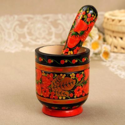 Набор «Ступка с пестиком», хохлома