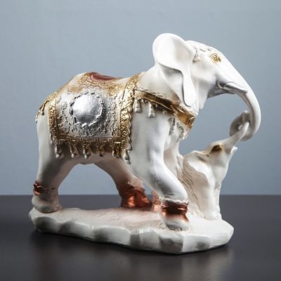 Копилка "Слоны семья", глянец, белый цвет, 26 см