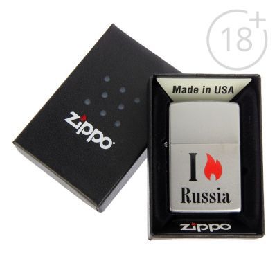 Зажигалка ZIPPO 205 Flame Russia с покрытием Satin Chrome