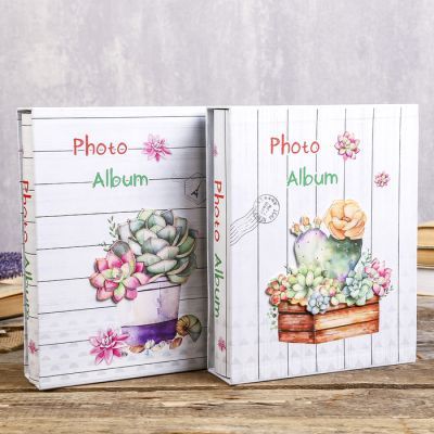 Фотоальбом на 200 фото 10х15 см "Кактус" блёстки, объем.элемент, в коробке МИКС 26х20,5х6см