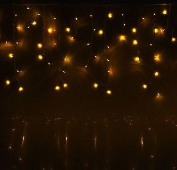 Гирлянда уличная "Бахрома" (Ш:3 м, В:0,6 м, нить белая, желтый)