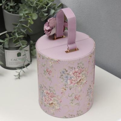 Шкатулка кожзам для украшений "Яблоневый цвет" сиреневая 14х17х14 см