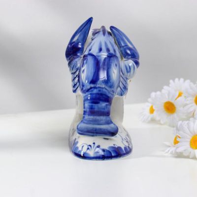 Часы настольные "Рак", гжель, фарфор, 2с