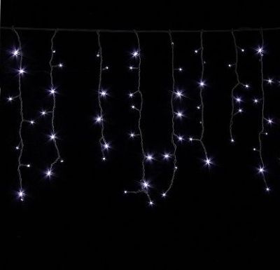 Гирлянда уличная "Бахрома" (Ш:4 м, В:0,6 м, нить темная, белый)