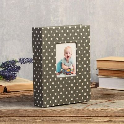 Фотоальбом на 200 фото 10х15 см "Горошек" текстиль МИКС 22,5х18,7х5,5 см