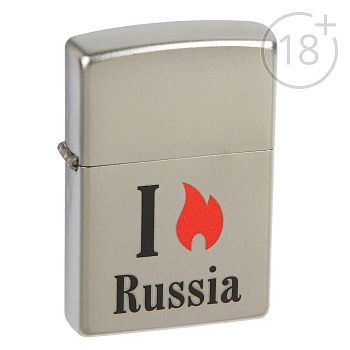 Зажигалка ZIPPO 205 Flame Russia с покрытием Satin Chrome
