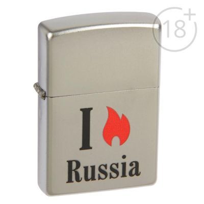 Зажигалка ZIPPO 205 Flame Russia с покрытием Satin Chrome