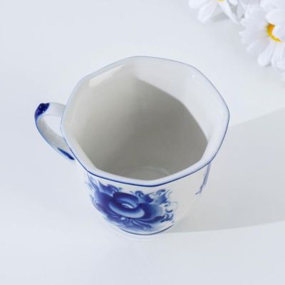 Чашка "Гранёная", гжель, фарфор, 2с