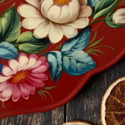 Поднос с жостовской росписью, 46х36 см