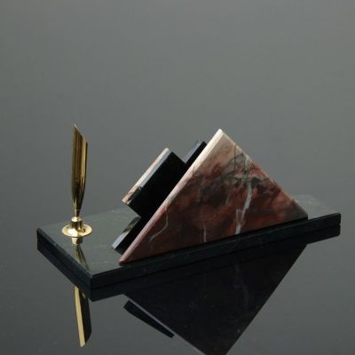 Набор настольный "Треугольник", с подставкой под ручку, 21х9х9 см, яшма, змеевик