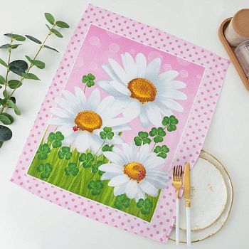 Набор полотенец в пакете "Букетики розовый" 45х60 см, 170 гр/м, хлопок 100%, вафля, 3 шт