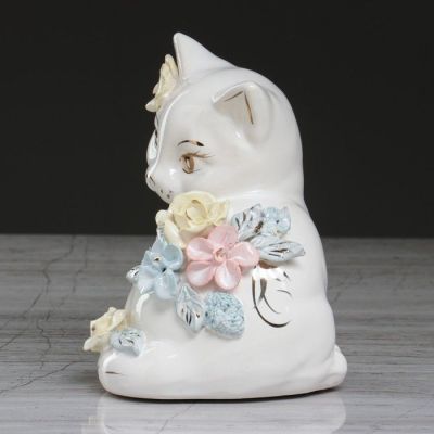 Копилка "Котик Яша", покрытие глазурь, белая, 13 см, микс