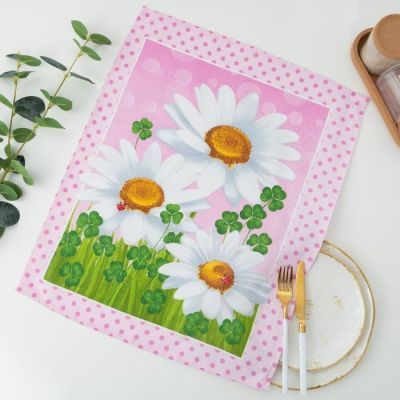 Набор полотенец в пакете "Букетики розовый" 45х60 см, 170 гр/м, хлопок 100%, вафля, 3 шт