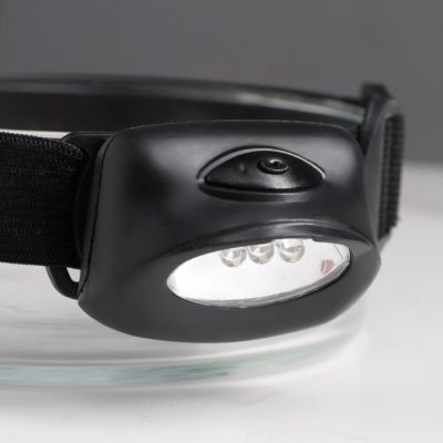 Фонарь налобный, 4 х 5.5 см, 3 ААА, микс