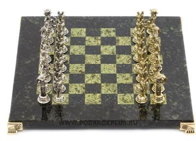 Шахматы "Мифология" камень змеевик доска 28х28 см №21