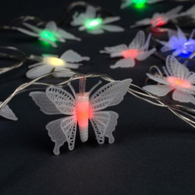 Гирлянда «Нить» 5 м с насадками «Бабочки малые», IP20, прозрачная нить, 20 LED, свечение мульти (RG/RB), мигание, 220 В