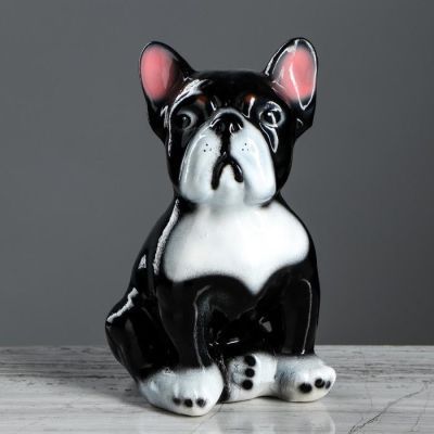 Копилка "Французский бульдог", глянец, чёрный цвет, 19 см