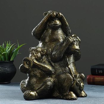 Копилка "Обезьяны: всё слышу, всё вижу, всё скажу" бронза 30см