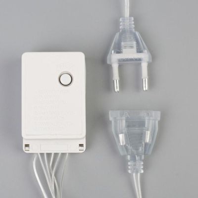 Гирлянда «Занавес» 3 × 1.4 м с насадками «Перья», IP20, прозрачная нить, 80 LED, свечение тёплое белое, 8 режимов, 220 В