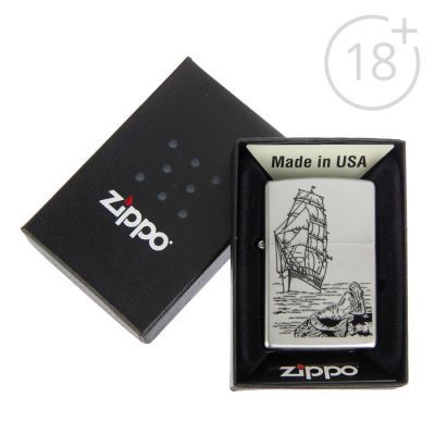 Зажигалка ZIPPO 205 Mermaid с покрытием Satin Chrome