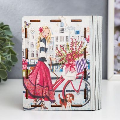 Шкатулка-книга "8 марта. Велосипед" 14 см