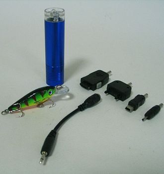 Набор  "Рыболовный" (зарядка для мобильного с фонариком и насадок, рыболовный крючок с блесной)