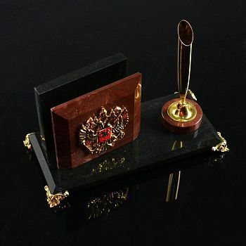 Визитница "Мини с гербом", на бронзовых ножках, лемезит