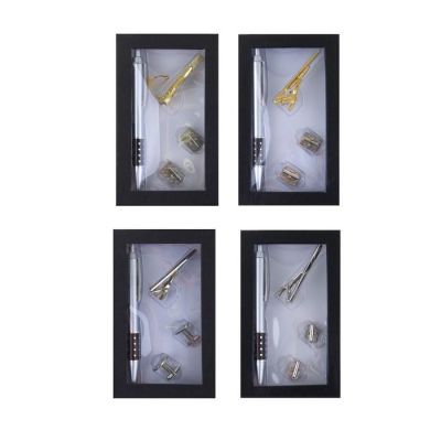 Набор подарочный 4в1 (ручка, заколка для галстука, 2 запонки) микс