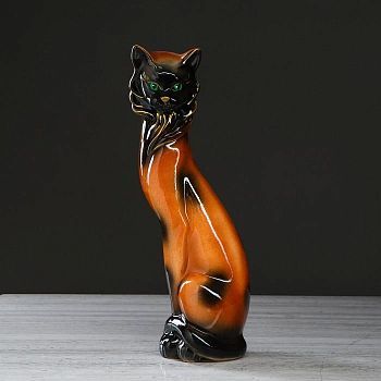 Копилка "Кошка Сиамская", глазурь, коричневая, 42 см