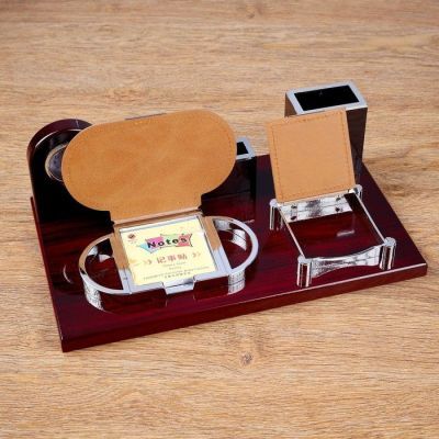 Набор настольный 5в1 (часы, блок для бумаги, карандашница, визитница,скрепоч-а) 34*20*13см