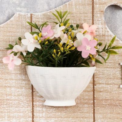 Крючки декоративные дерево "Вазон с цветами с сердечком" 19,5х35х3,5 см