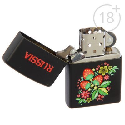 Зажигалка ZIPPO 218 RUSSIAN KHOKHLOMA с покрытием Black Matte