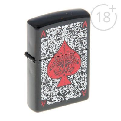 Зажигалка бензиновая "Козырная масть" с кремнием, 5.5х1.2х3.5 см