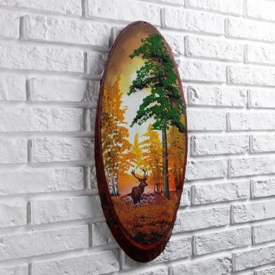 Панно на спиле "Олень", 60 см, каменная крошка, горизонтальное