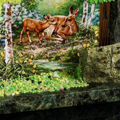 Сувенир-скол "Лес", змеевик, каменная крошка