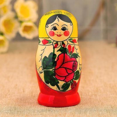 Матрёшка «Семёновская», желтый платок, 5 кукольная, 12 см