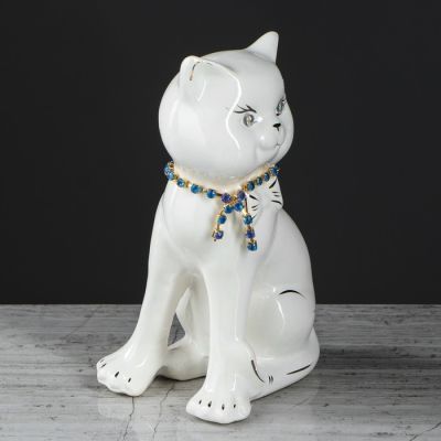 Копилка "Котёнок Кукла", покрытие глазурь, белая, 16 см