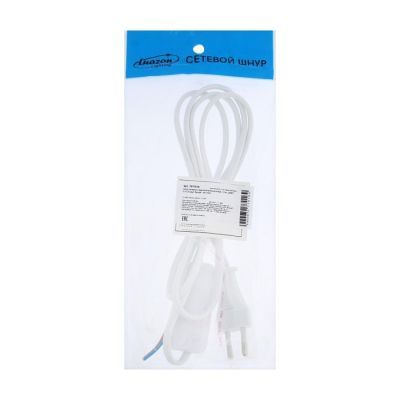 Шнур сетевой с выключателем для бра, 1,5 м, ШВВП 2 х 0.5 мм2, белый