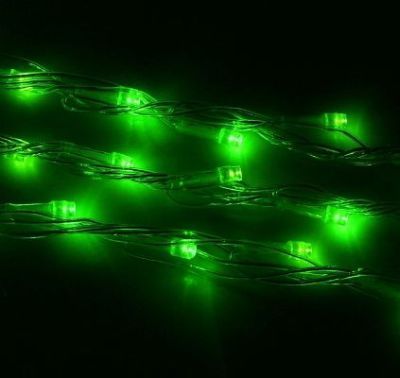 Гирлянда "Дождь" уличная (УМС, ш:2 м, В:3 м, нить темная, зелёный)