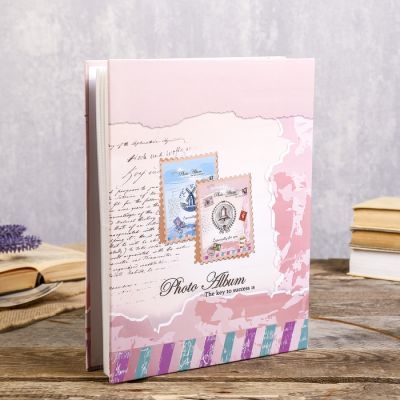 Фотоальбом на 200 фото 13х18 см "Письма" золотая обводка, в коробке МИКС 29,5х23х5,5 см